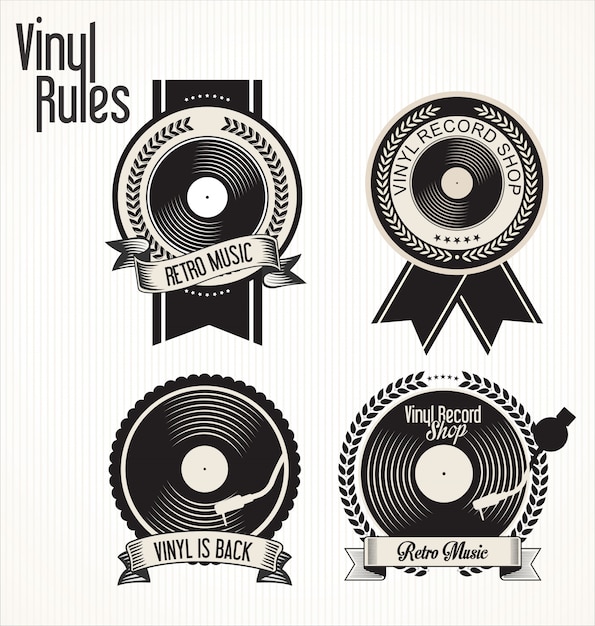 Vector vinyl record shop retro banner