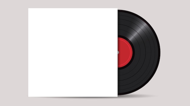 Vector vinyl record with cover mockup