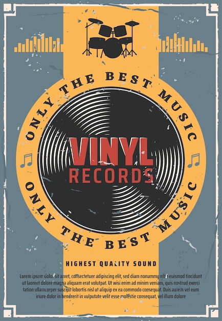 Vector vinyl records and bass drum music