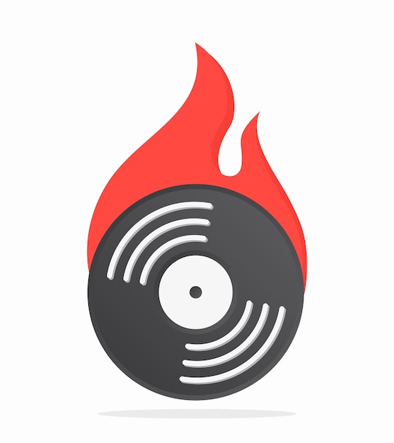 Vinile con disegno vettoriale del logo del fuoco