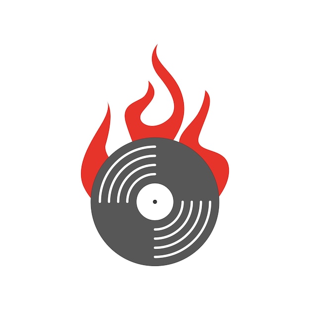 Vector vinyl with fire vector illustration eps 10 stock image