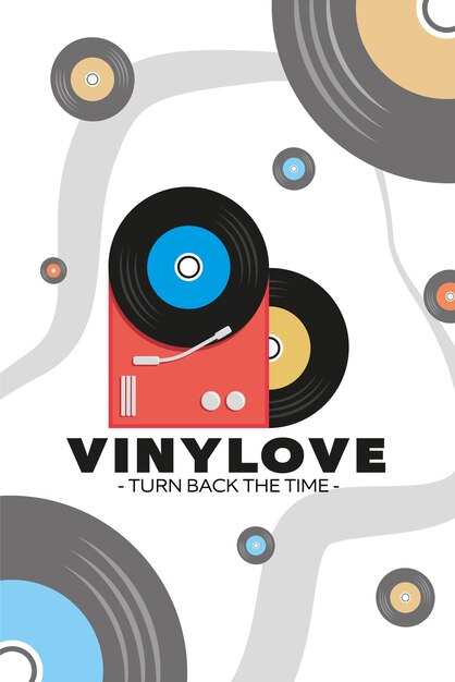 Vinylove poster design. Vector background.