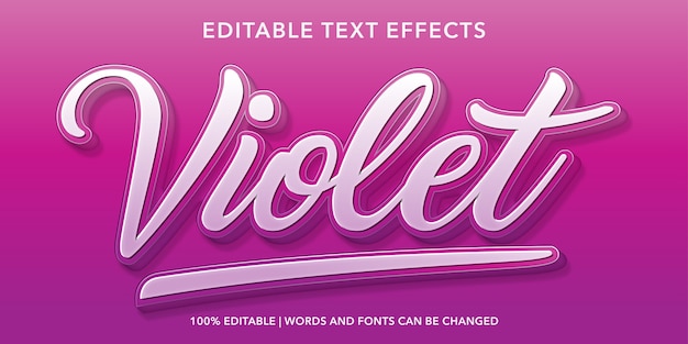 Violet 3d style editable text effect