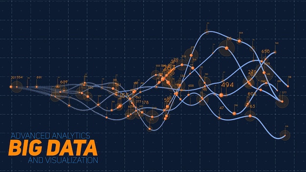 Vector violet abstract binary wave. 3d big data visualization. intricate financial data threads analysis. business analytics representation. futuristic infographics aesthetic design. finance concept.