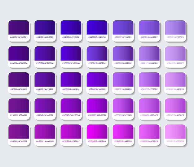16 進数の紫と青のカラー パレット