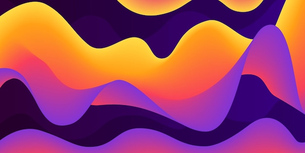 ベクトル 紫とオレンジ色の抽象的な波ベクトルグラフィックイラスト