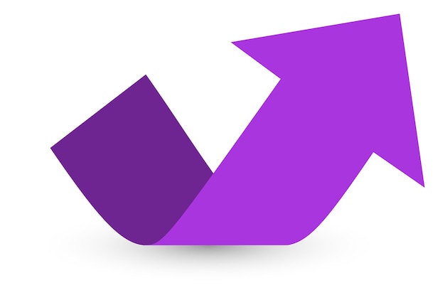 Vector violet arrow 3d round upward motion symbol
