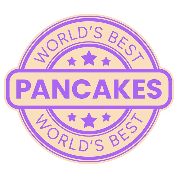 Violet and Beige World's Best Pancakes stamp sticker with Stars vector illustration