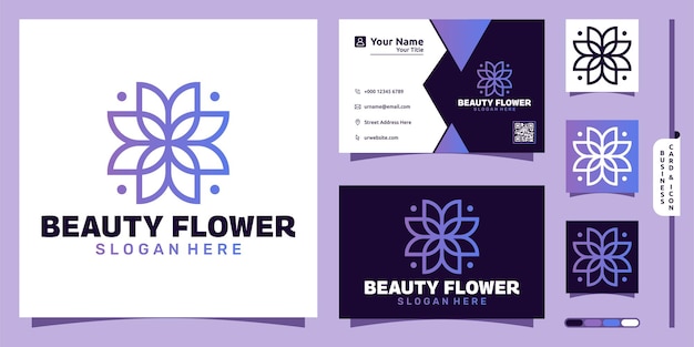 Violet bloem logo modern concept en visitekaartje ontwerp