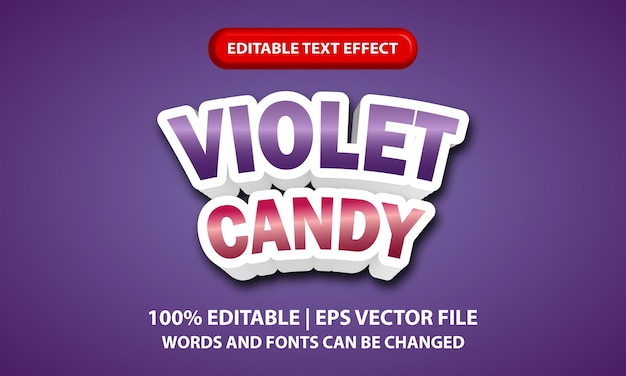 Violet Candy bewerkbare 3D-teksteffectsjabloon - 3D-letters met zoete paarse en violette kleur