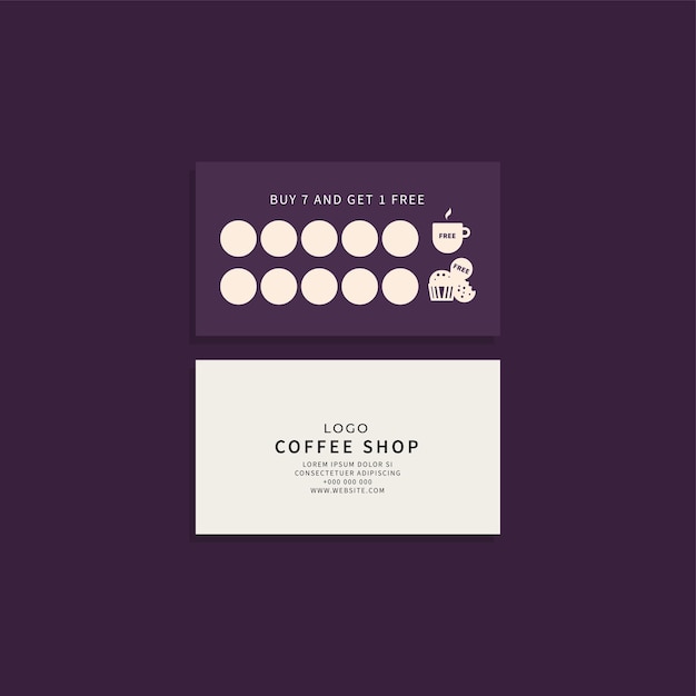 Дизайн карты лояльности и купона Violet Coffee Shop