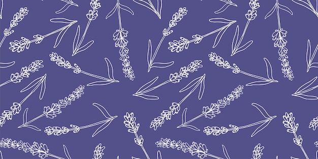 Violet color lavender flower vector seamless texture background