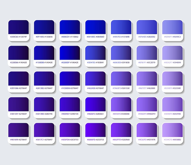 Vector violet color palette with hex