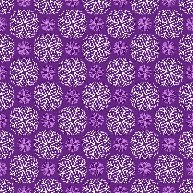 Violet geomenric seamless christmas pattern with vintage snowflakes