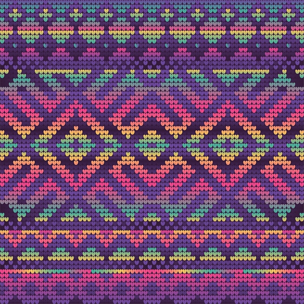 Violet Gradient Colors Seamless Pattern of Christmas Knitting