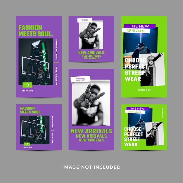 Vector violet and green hype social media template