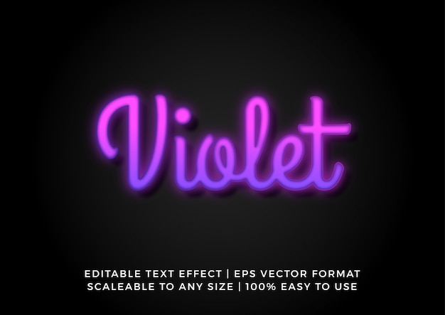 Vettore violet neon retro text effect