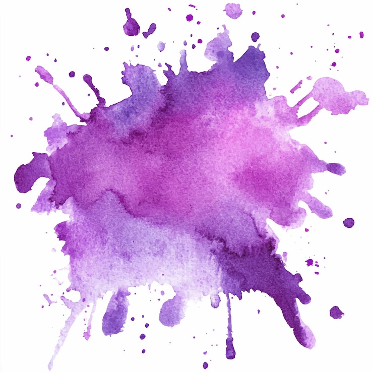 Vector violet splash watercolor clipart illustration
