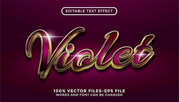 Violet teksteffect met gouden textuur premium vectoren