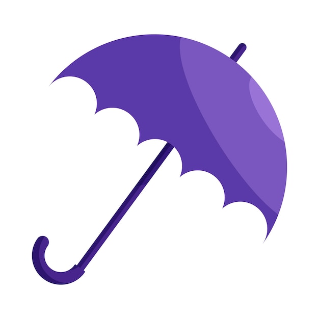 흰색 배경에 만화 스타일의 보라색 우산 아이콘