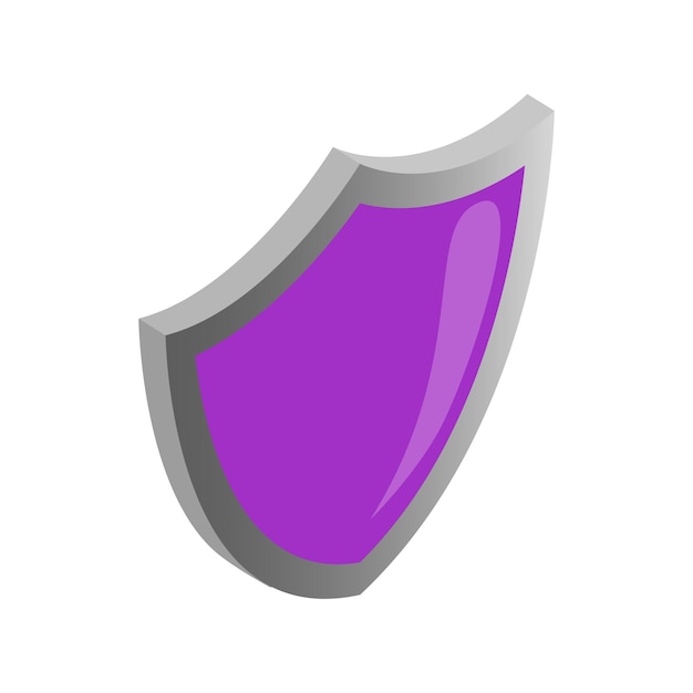 Violet veiligheidsschildpictogram in isometrische 3D-stijl op een witte achtergrond