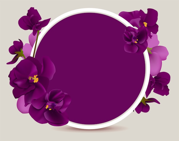 Vector violette bloem rond frame