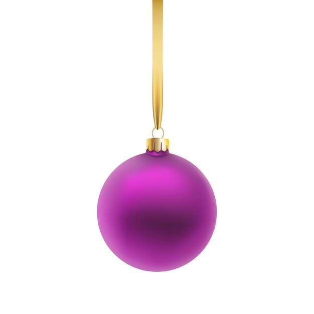 Vector violette kerstbal geïsoleerd op wit