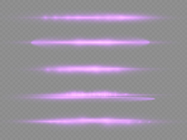 Violette lichtstralen flitsen horizontale lensfakkels snelheid laserstralen gloeien paarse lijnbeweging flare schittering