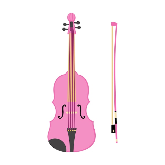 Violin and bow music instrument Hand drawn illustration