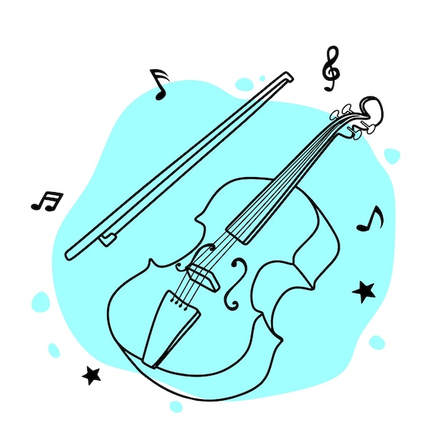 Violino doodle schizzo disegnato a mano strumento musicale