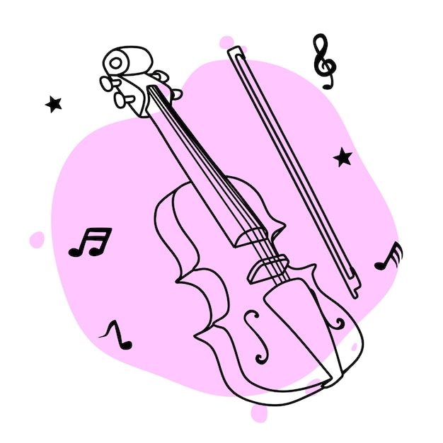 Violino doodle schizzo disegnato a mano strumento musicale