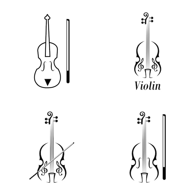 Vettore modello di disegno vettoriale del logo dell'icona del violino