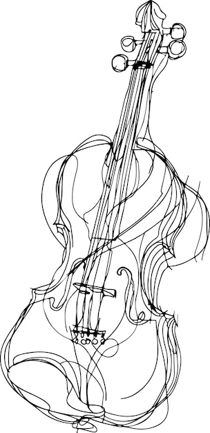 Vettore disegno di linea per violino minimalista one line modern body line art