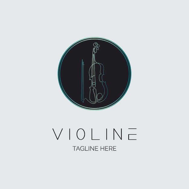 Modello di progettazione del logo in stile linea di violino per studio musicale di marca o azienda e altro