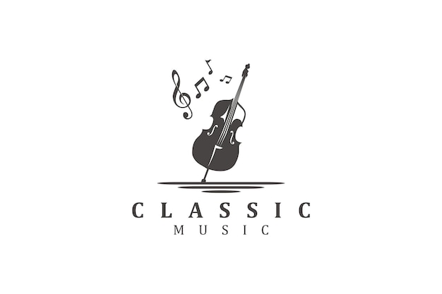 Vector violin music orchestra logo design with key note icon symbol