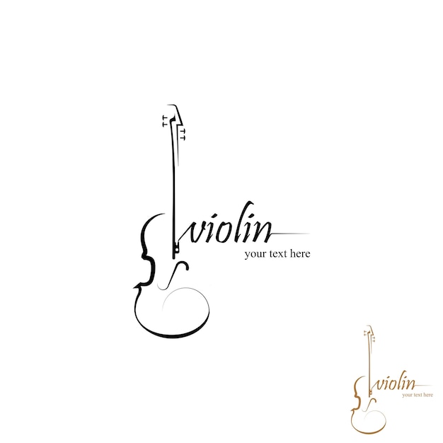 Vector violin viola fiddle cello instrument gold logo design