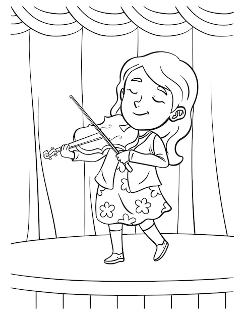 어린이를 위한 바이올리니스트 색칠 공부 페이지