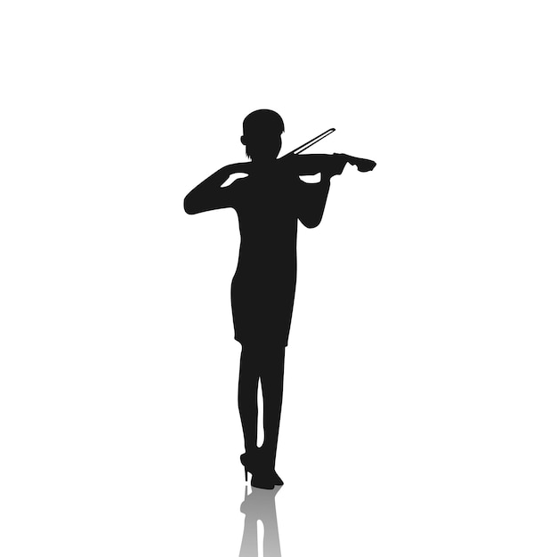 Violinist isolated vector silhouette musician standing and playing violin on white background