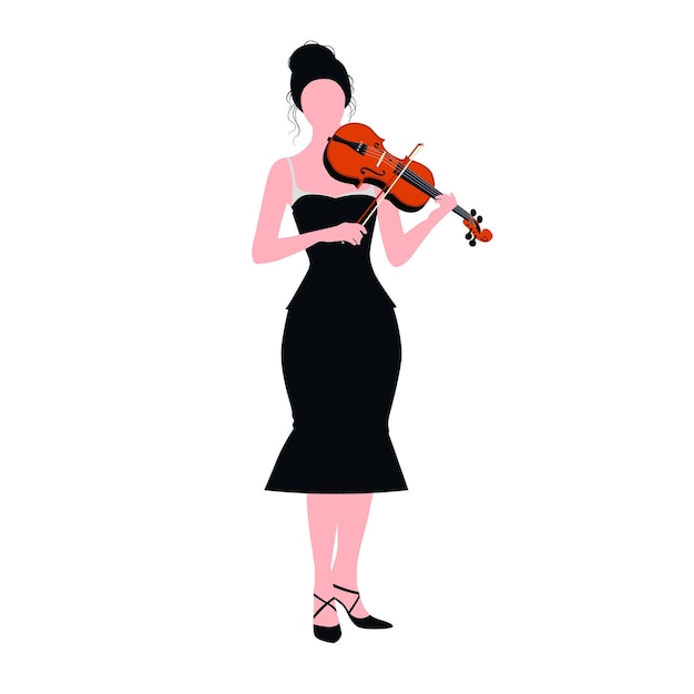 Vector violinist isolated on white musician playing violin man and woman playing violin vector musician