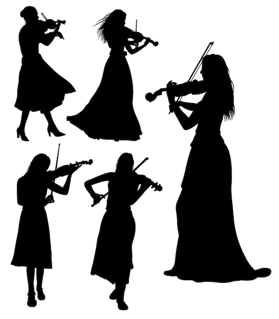 Violinist playing violin instrument in performance show silhouette