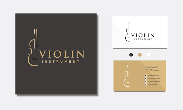 Viool altviool viool cello instrument gouden logo ontwerp