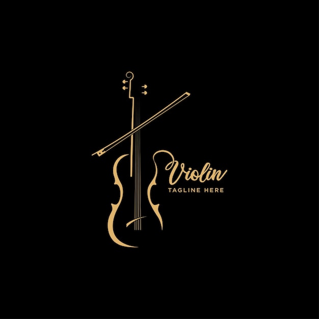 Viool altviool viool cello instrument gouden logo ontwerp