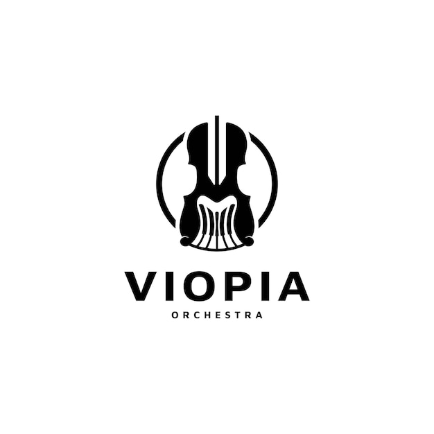 Vioolorkestpictogram met gecombineerde piano voor logo-ontwerp voor muziekinstrumenten