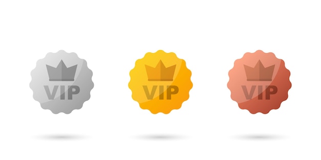 Vip badges icon in flat style gold silver and bronze color vector illustration on isolated background premium luxury sign business concept