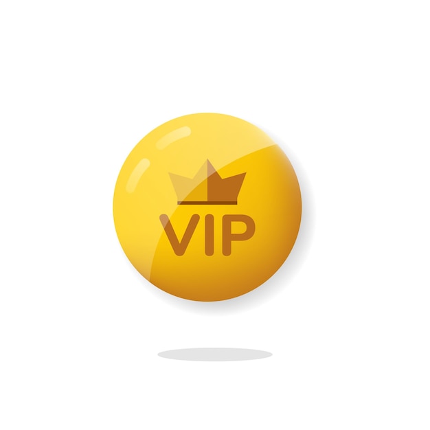 Vip button with gold crown border and text on the illustration