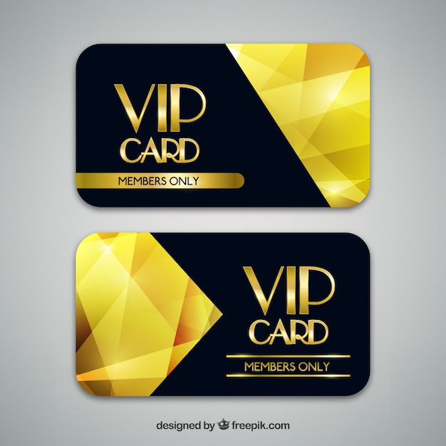 Vector vip cards with golden geometric shapes