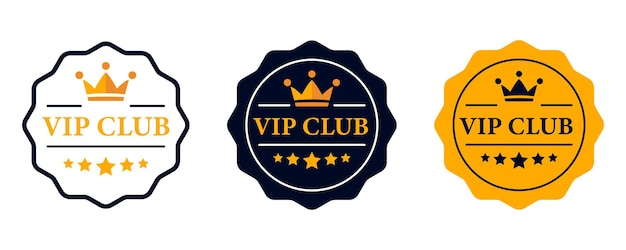 Вектор Значок этикетки vip-клуба или метка иконки vip-клуба с короной и звездами круглая этикетка с тремя vip-уровнями в золотом, серебряном и бронзовом цвете значок премиум-членства современная векторная иллюстрация
