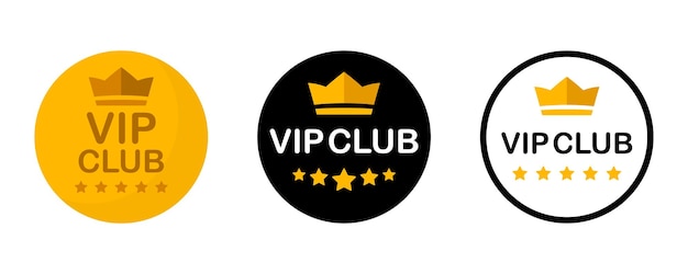 Вектор Значок этикетки vip-клуба или метка иконки vip-клуба с короной и звездами круглая этикетка с тремя vip-уровнями в золотом, серебряном и бронзовом цвете значок премиум-членства современная векторная иллюстрация