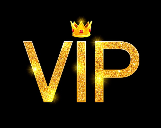 Vector vip crown label on black