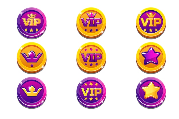 Vip en crown coins in goud en zwart